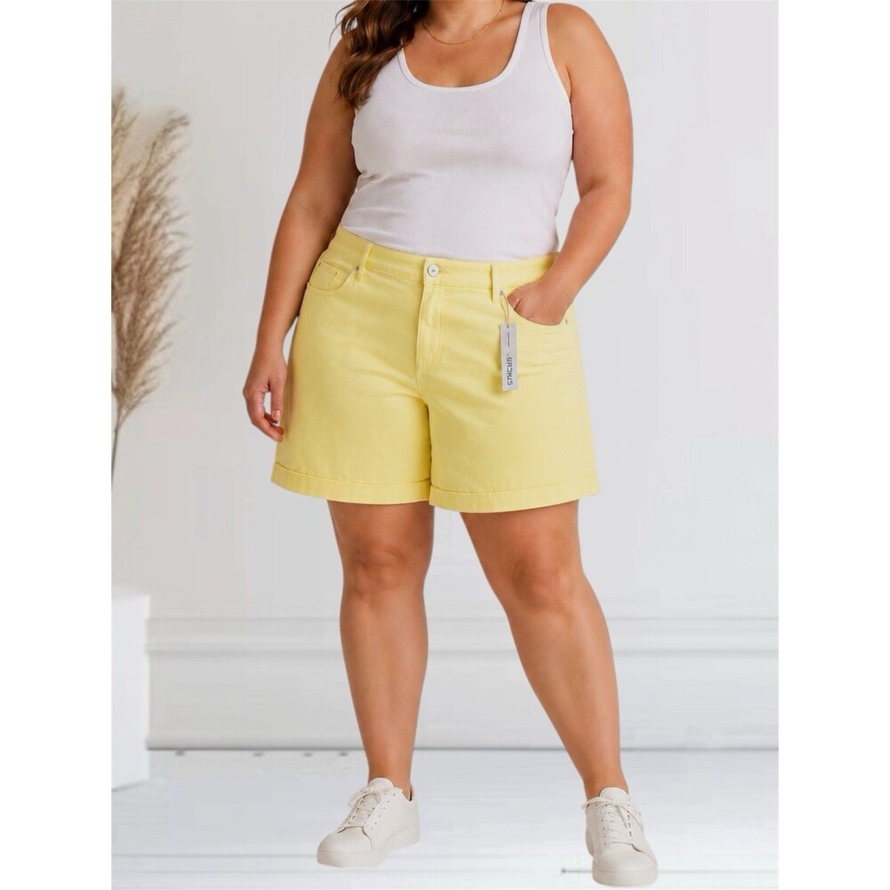 Chico's Women’s Size 4/U.S. 20 So Slimming Girlfriend Cuffed Swing Denim Shorts